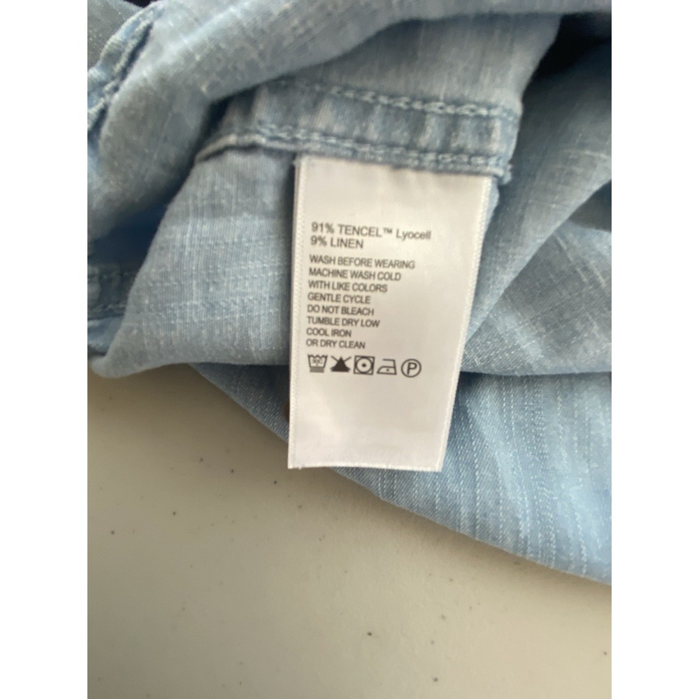 Tommy Bahama Top XS Chambray Embroidered Tunic Blue Long Sleeve Casual Shirt - Picture 9 of 9